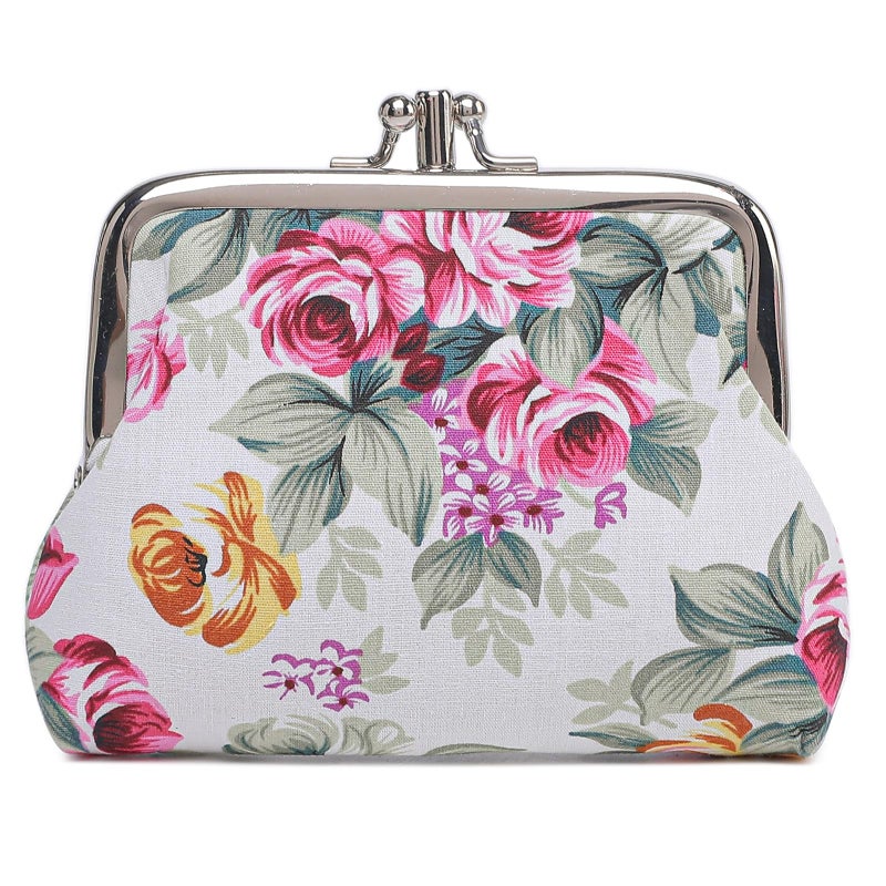 Sanxiner Cute Floral Buckle Coin Purses Vintage Pouch Kiss-lock Change Purse Wallets - Image 1